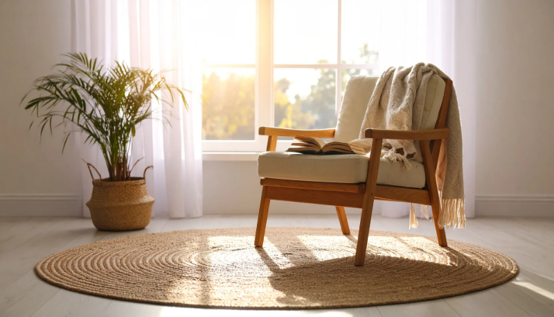 Woven circle area rug