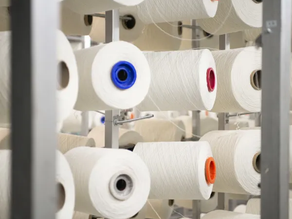 Carpet fibers in a Masland factory